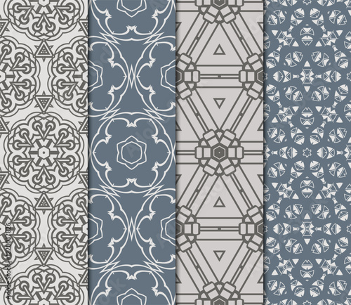 set of Seamless texture of floral decorative ornament. Vector illustration. For the interior design, printing, web and textile