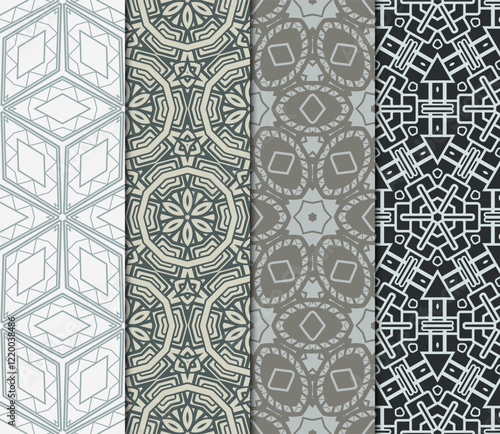 set of Geometric seamless pattern. Modern ornament. vector illustration. For the interior design, wallpaper, decoration print, fill pages, invitation card