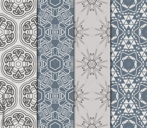 set of Seamless texture of floral decorative ornament. Vector illustration. For the interior design, printing, web and textile