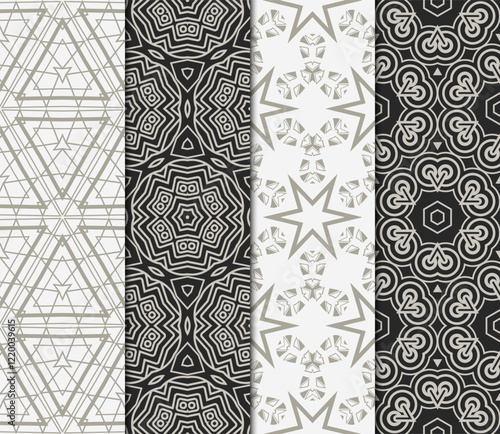 set of Seamless texture of floral decorative ornament. Vector illustration. For the interior design, printing, web and textile