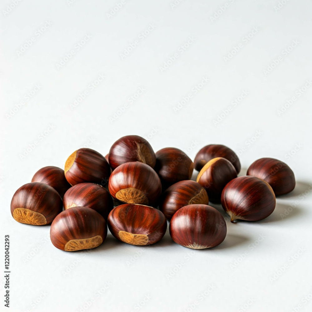 brown chestnuts on white background brown chestnuts on white background