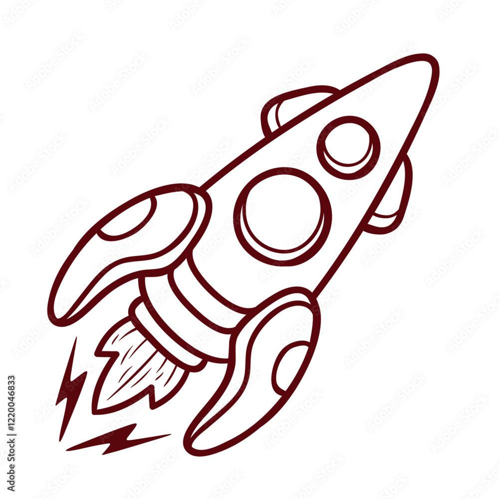 rocket icon line vector illustration design 