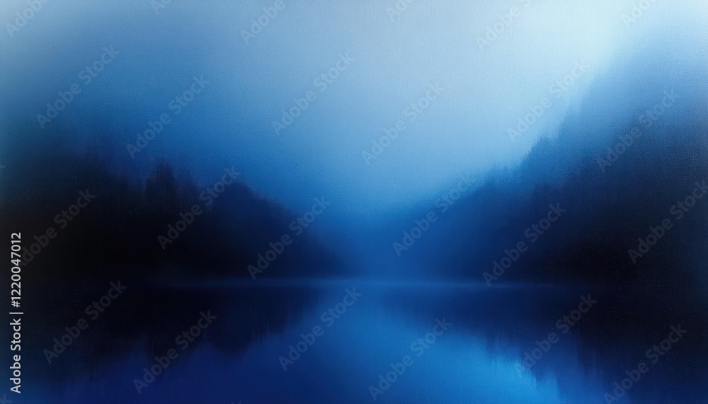 Fototapeta premium Abstract Landscape in Deep Blue and Black with Dreamlike Atmosphere