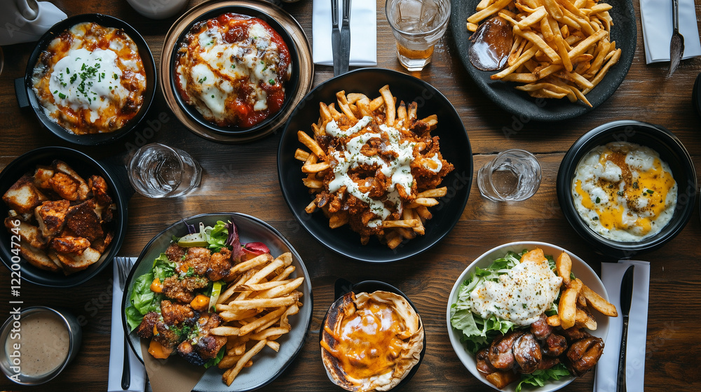 Poutine Sunday A delicious plate of poutine with gravy and other goodies for comfort food lovers Poutine Sunday A delicious plate of poutine with gravy and other goodies for comfort food lovers
