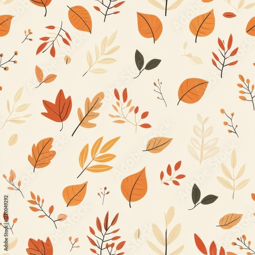 Vibrant Autumnal Leaf Pattern with Warm Fall Foliage Tones