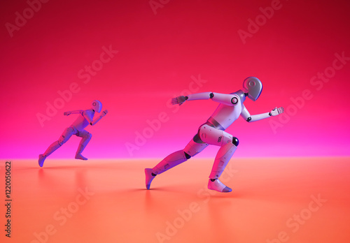 Fast speed technology concept with cyborg running