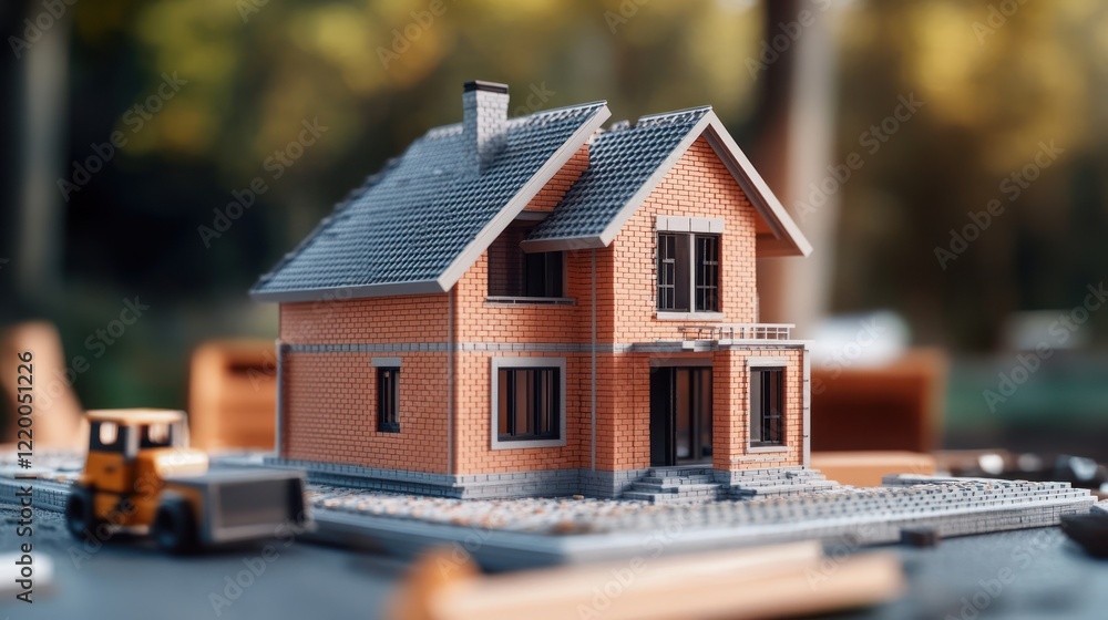 A detailed model of a house displayed on a table, showcasing architectural design.