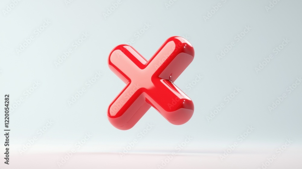 Fototapeta premium 3D glossy red cross symbol on a light background