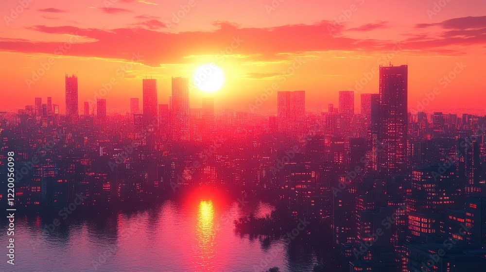 Obraz premium Neon Dreams: Vibrant Futuristic Cityscape Illuminated with Glowing Lights