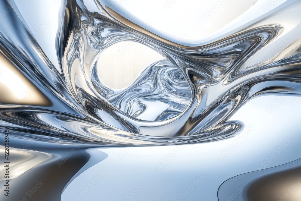 Abstract 3D rendering of cascading reflective surfaces. Surreal motion., Generative AI Abstract 3D rendering of cascading reflective surfaces. Surreal motion., Generative AI