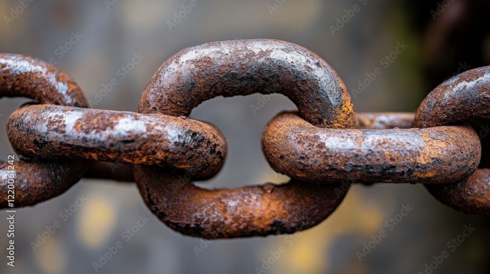 Old Iron Chain with Weathered Texture and Soft Shadows Old Iron Chain with Weathered Texture and Soft Shadows