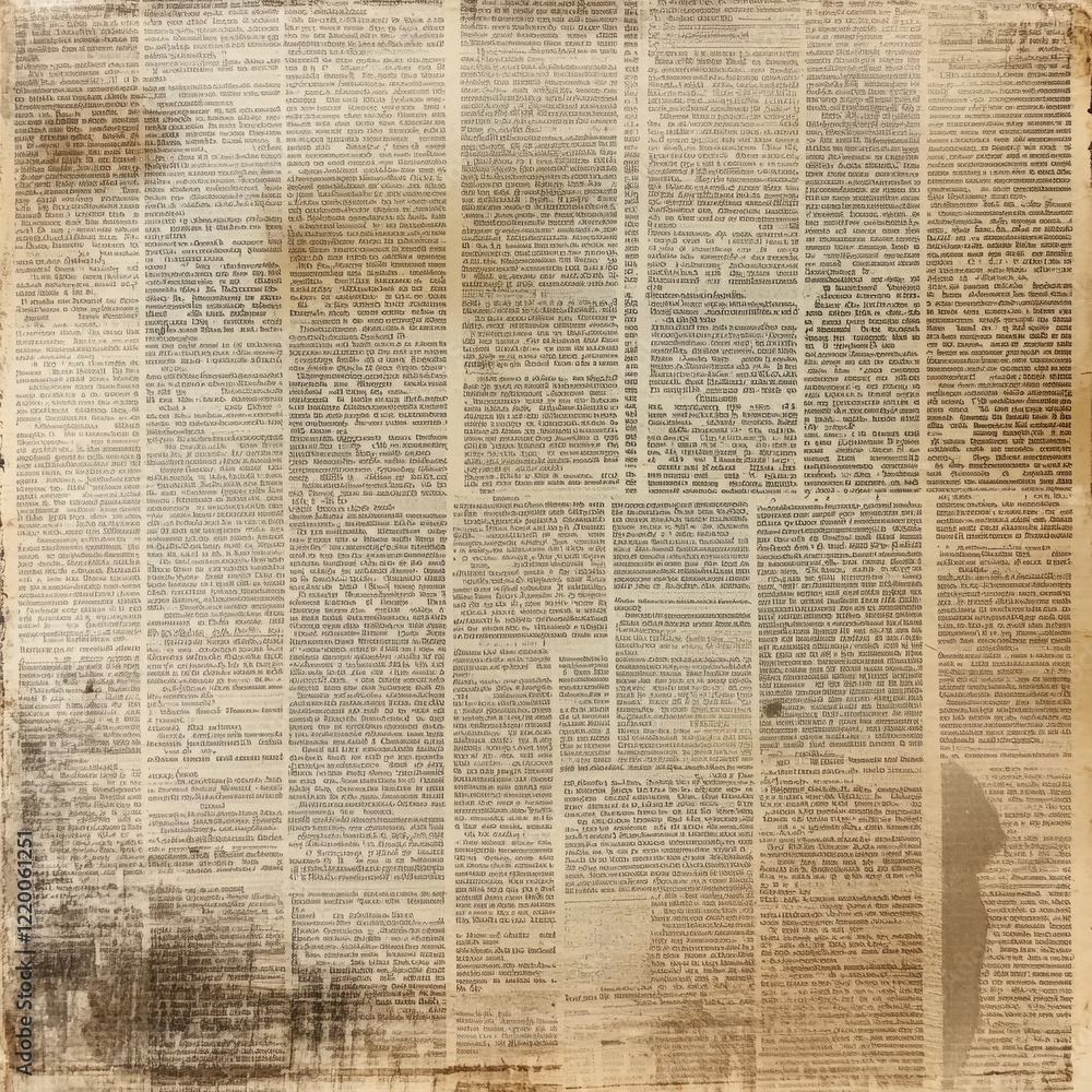 Obraz premium Aged Newspaper Pages Providing Old Vintage Grunge Textures and Background