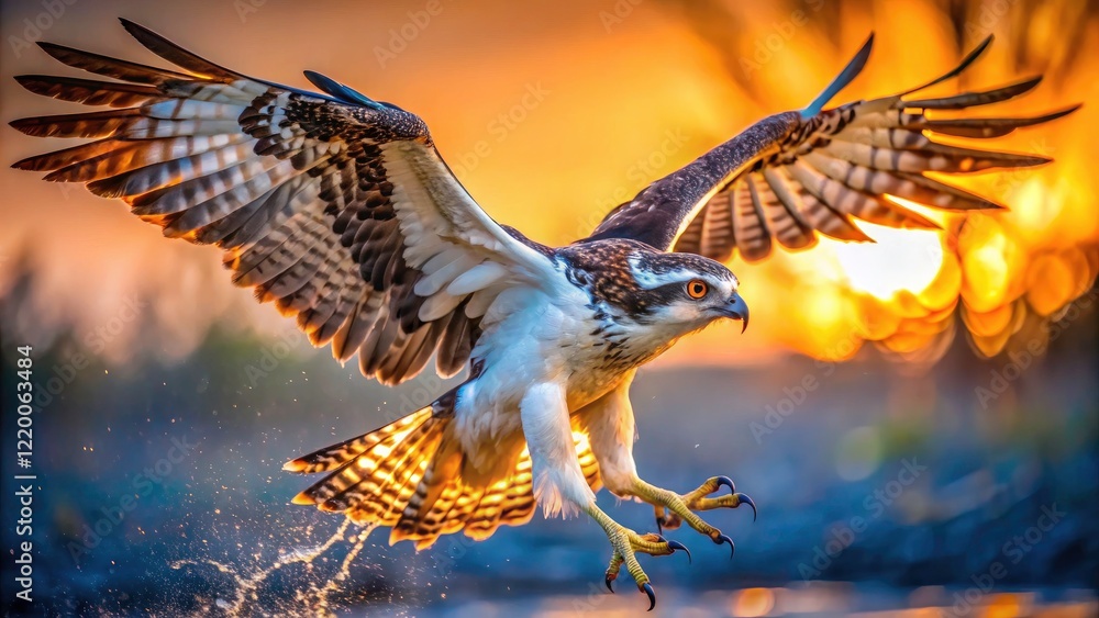 Obraz premium Osprey Juvenile Flight Takeoff Low Light Photography Bird Wildlife Nature