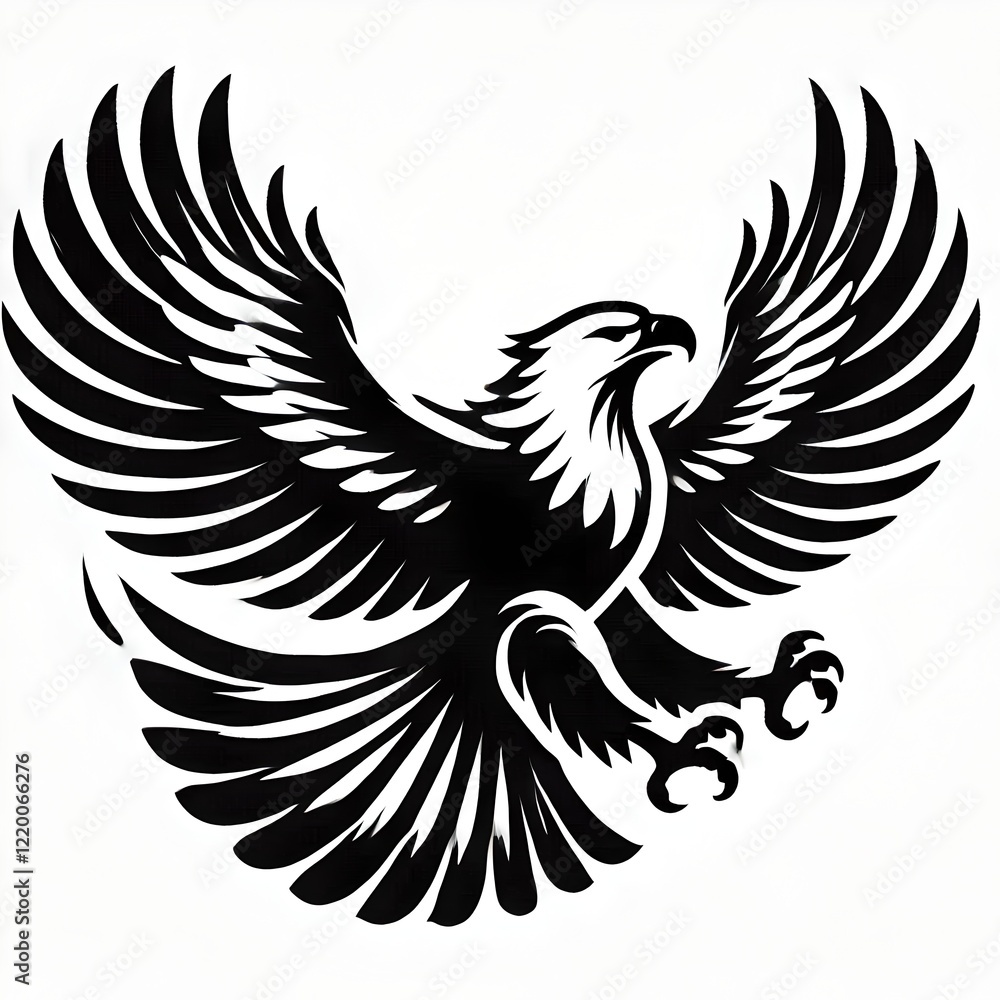 Obraz premium Clean silhouette of a soaring eagle, tattoo