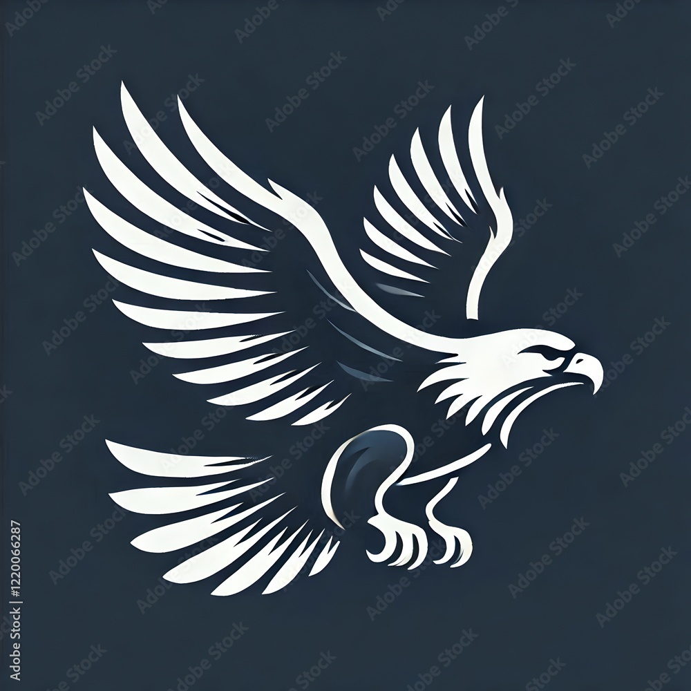 Fototapeta premium Clean silhouette of a soaring eagle, tattoo