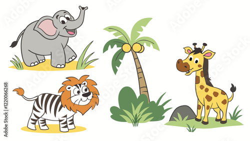 set of cartoon animals
