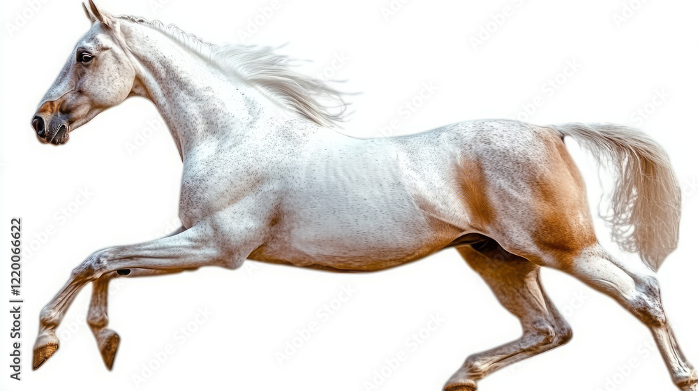 Obraz premium capture the grace and elegance of a dappled gray horse in motion: stunning equine photography of a gray horse running with powerful gait and unique coat for high-resolution images