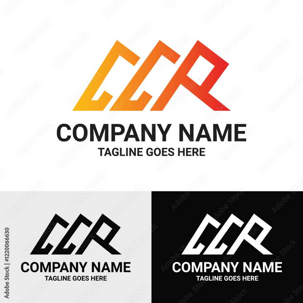 Obraz premium Abstract Initial CCR letter modern geometric vector logo design template. The initial letters CCR are stylized as a mountain peak shape geometric logo design