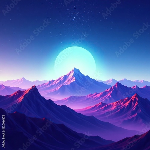 Purple mountains meet the radiant blue horizon, expansive, mountain, blue