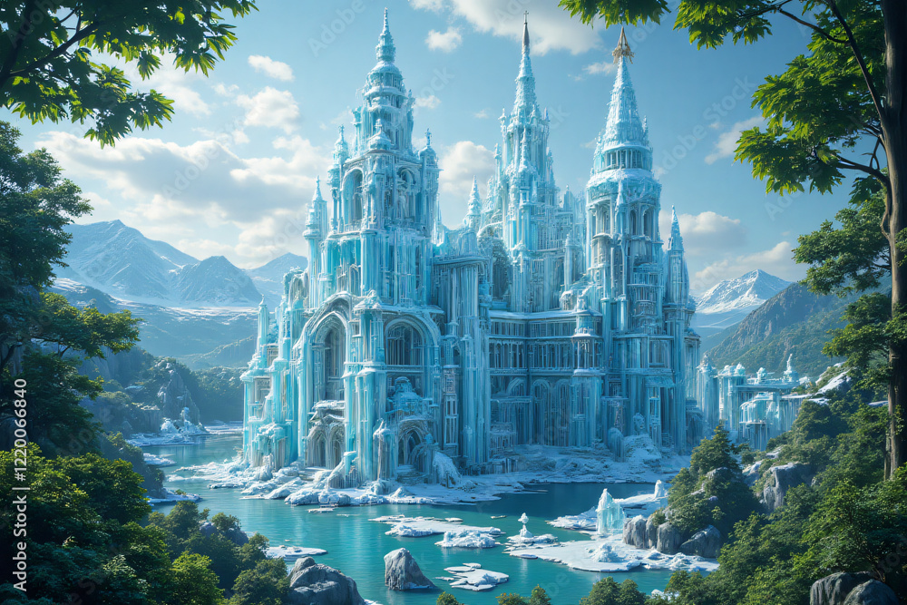 Fototapeta premium Fantasy ice crystal cathedral - Wallpaper