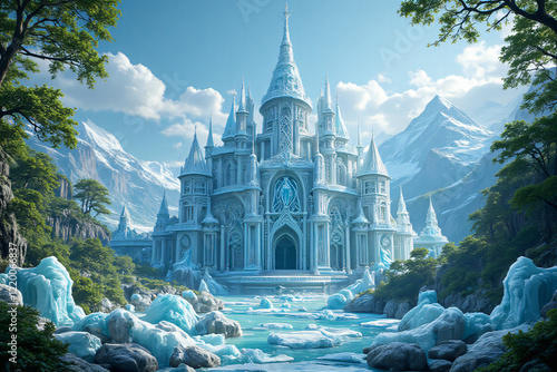 Fantasy ice crystal cathedral - Wallpaper photo