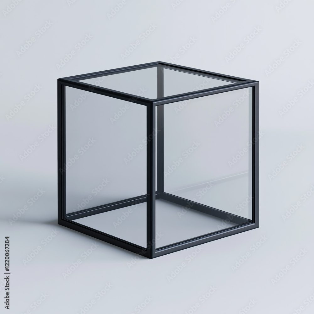 3D Rendering of a Square Glass Box with Black Frame 3D Rendering of a Square Glass Box with Black Frame