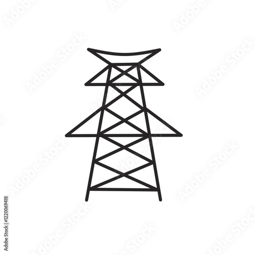Wave transmitting tower and radio mast icon,vector signal mast.