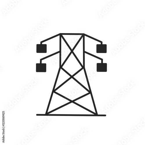 Wave transmitting tower and radio mast icon,vector signal mast.