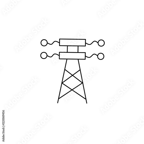 Wave transmitting tower and radio mast icon,vector signal mast.