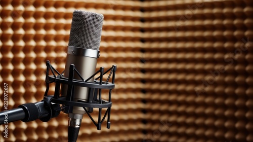 Narrator in Soundproof Booth with High Fidelity Microphone