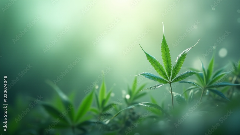 Marijuana leaves dissolving into soft light lines, dispersing into mist. The ethereal design features pale greens, silvers, and blues, creating a calming, mysterious atmosphere of dissolution. Marijuana leaves dissolving into soft light lines, dispersing into mist. The ethereal design features pale greens, silvers, and blues, creating a calming, mysterious atmosphere of dissolution.