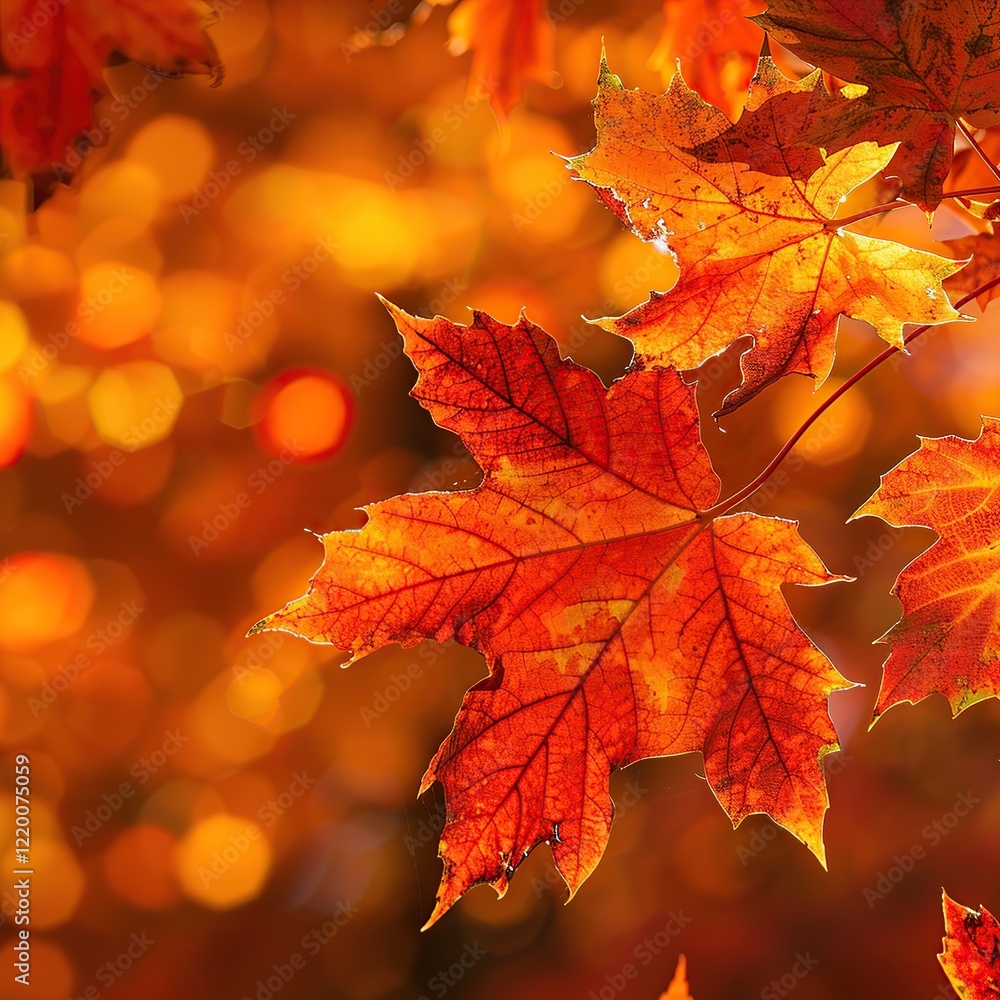 Vibrant autumn maple leaves with bokeh background. Vibrant autumn maple leaves with bokeh background.