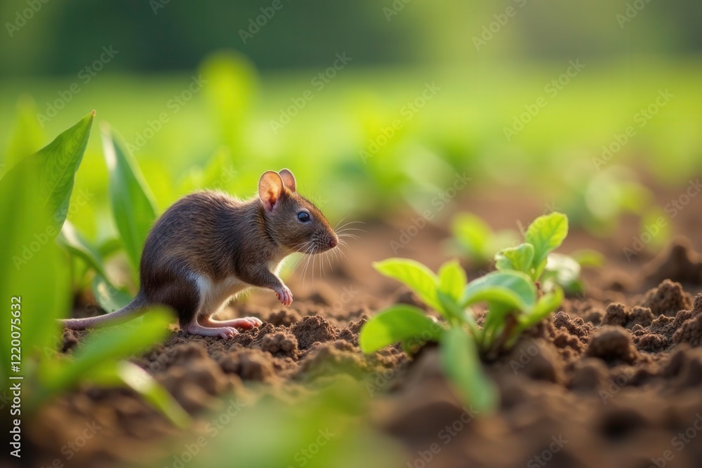 Rats in agricultural field with crops damaged, pests, farm, brown Rats in agricultural field with crops damaged, pests, farm, brown