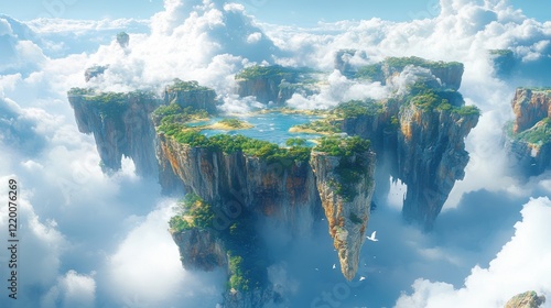Ethereal Glow in Surreal Dreamscape - Floating Islands with Hyper-Realistic Detail