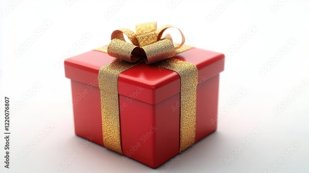 Obraz premium Red Gift Box with Golden Ribbon for Celebration and Love