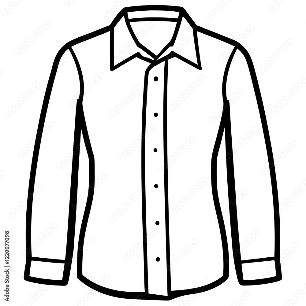 Classic Button-Up Shirt Silhouette on White Classic Button-Up Shirt Silhouette on White