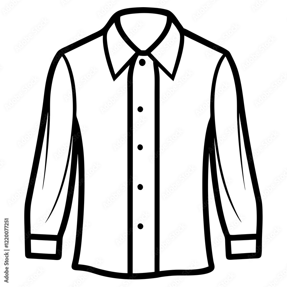 Classic Button-Up Shirt Silhouette on White Classic Button-Up Shirt Silhouette on White