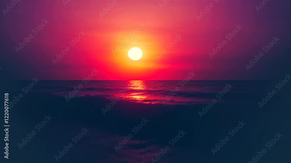 Beautiful sunset over tranquil ocean waves illuminates the evening sky with vibrant colors and peaceful reflections. Generative AI Beautiful sunset over tranquil ocean waves illuminates the evening sky with vibrant colors and peaceful reflections. Generative AI