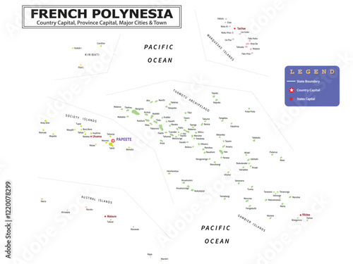 Australian Countries Geography Political map. Political map of country with capital, province or state capital, major cities and town.