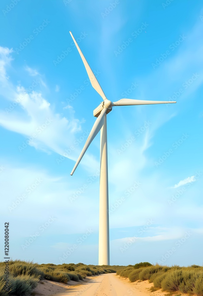 Single wind power plant rises above a planted forest Single wind power plant rises above a planted forest