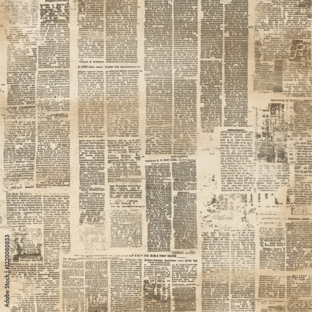Obraz premium Vintage Grungy Newspaper Background with Aged Textured Newsprint Pages