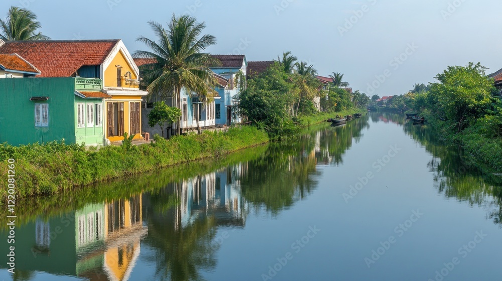 Obraz premium Charming Canal-side Houses in Hoi An, Vietnam