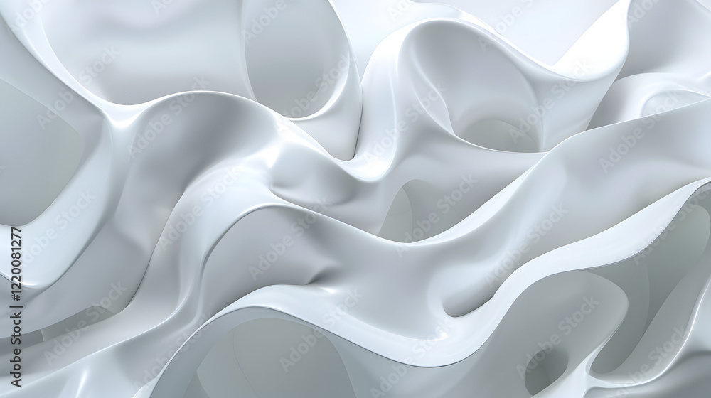 Obraz premium Abstract white flowing fabric creating a soft, wave-like texture.