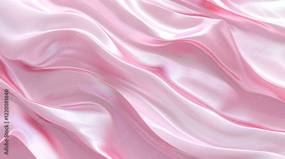 Fototapeta premium A smooth, flowing texture of pink satin fabric, showcasing elegant waves and light reflections.