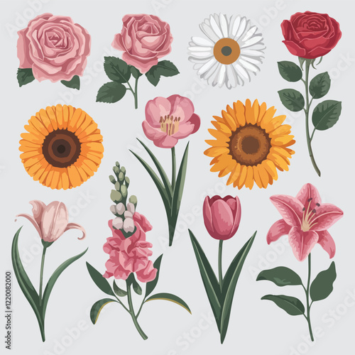 Flower Icons — Monoline Series