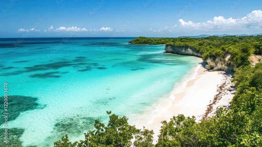 Obraz premium Tropical paradise featuring crystal clear turquoise water and white sand beaches