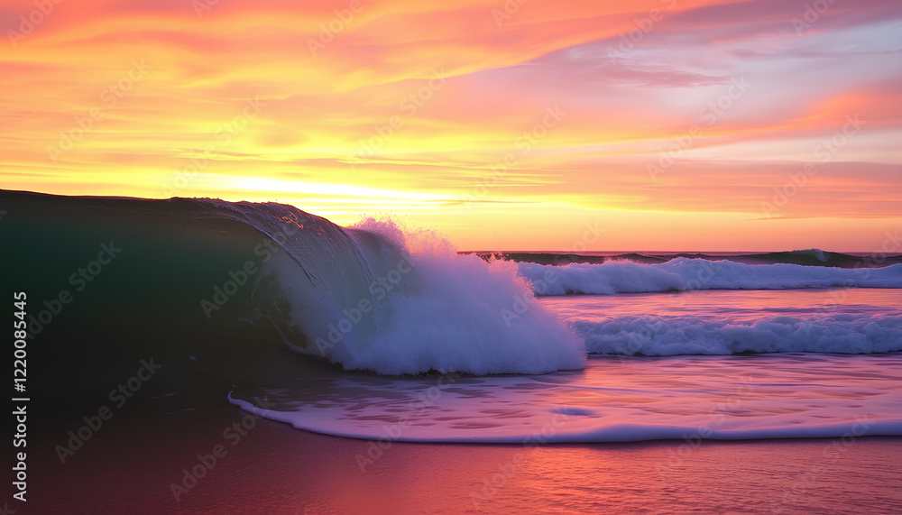 Fototapeta premium Sunset over an iceberg in the polar regions with calm water and a colorful sky