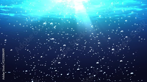 海中_海面_泡_青_アニメーション