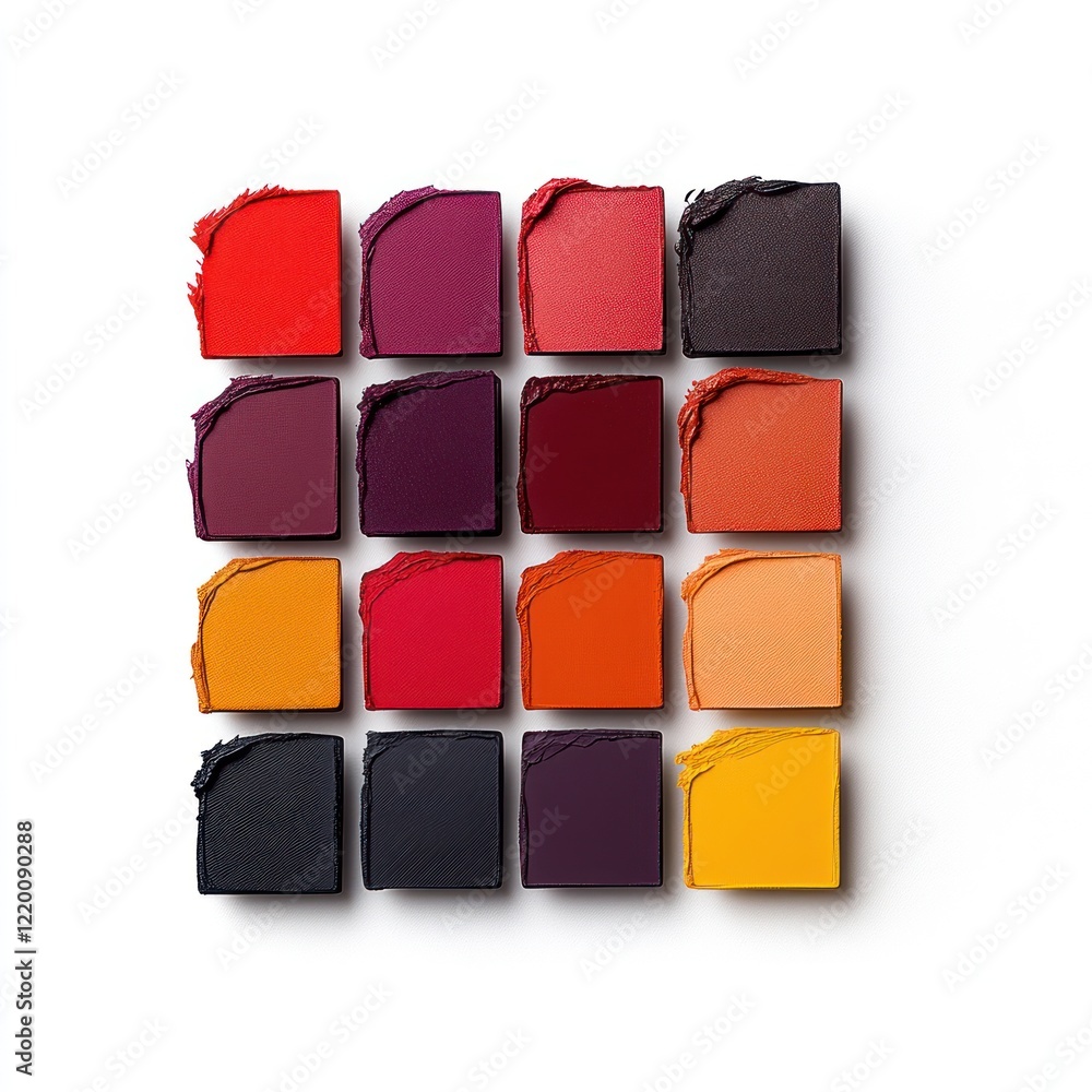 Fototapeta premium Lipstick Smears and Swatches Collection on White Background: Assorted Shades for Makeup Enthusiasts