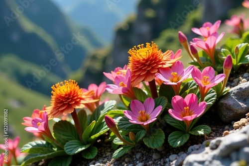 Leuzea satzyperovii Rhaponticum uniflorum flowers on a rocky slope, blooms, photo